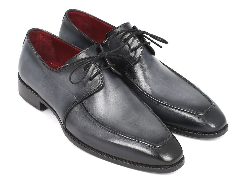 Cobbler India Gray & Black Apron Derby Shoes For Men