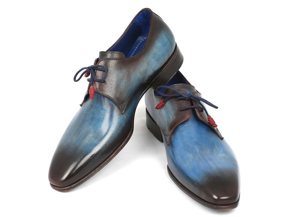 Cobbler India Blue & Brown Hand-Painted Derby Shoes