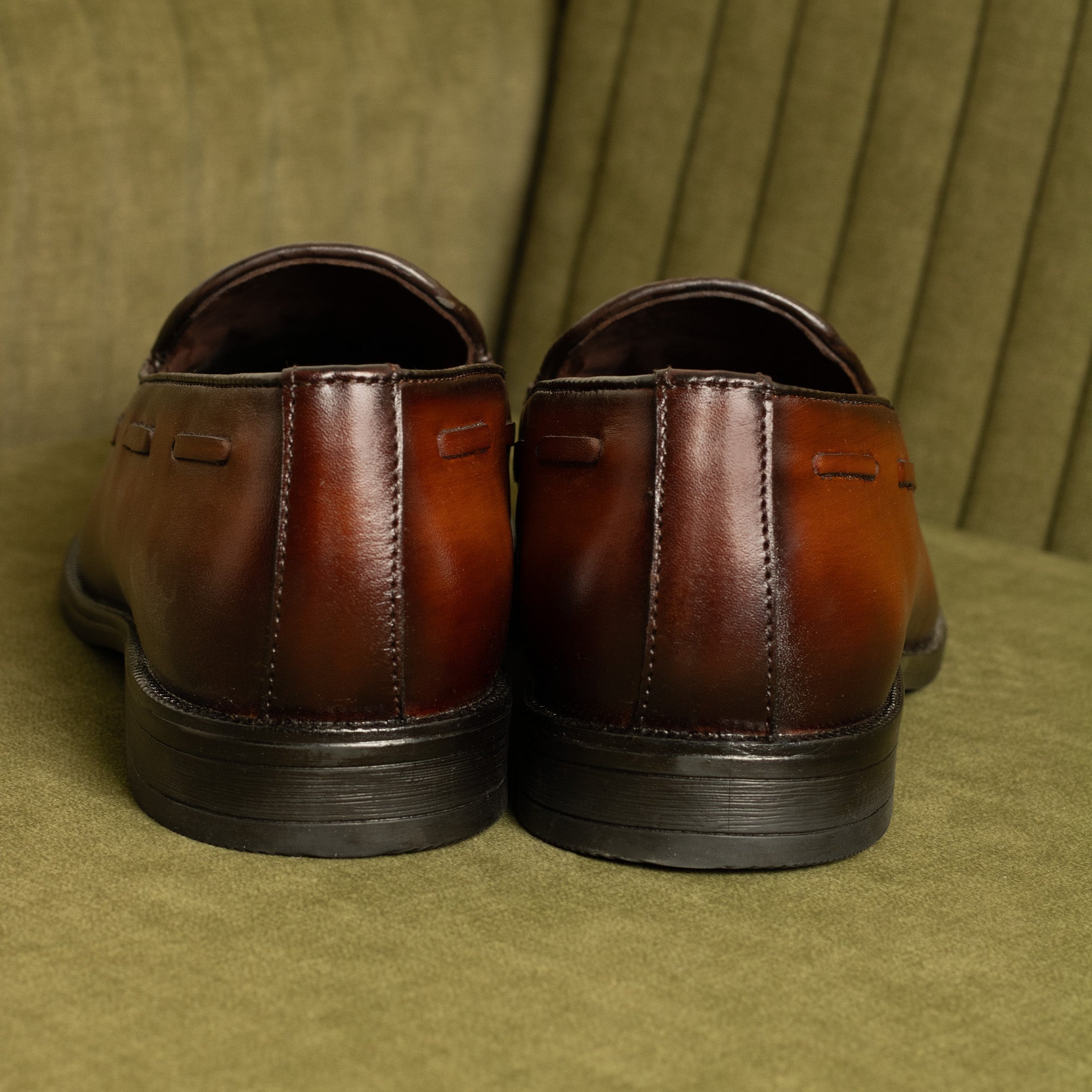 Cobbler India Hand-Painted Brown Tassel Loafers for Men – Premium Dress Shoes