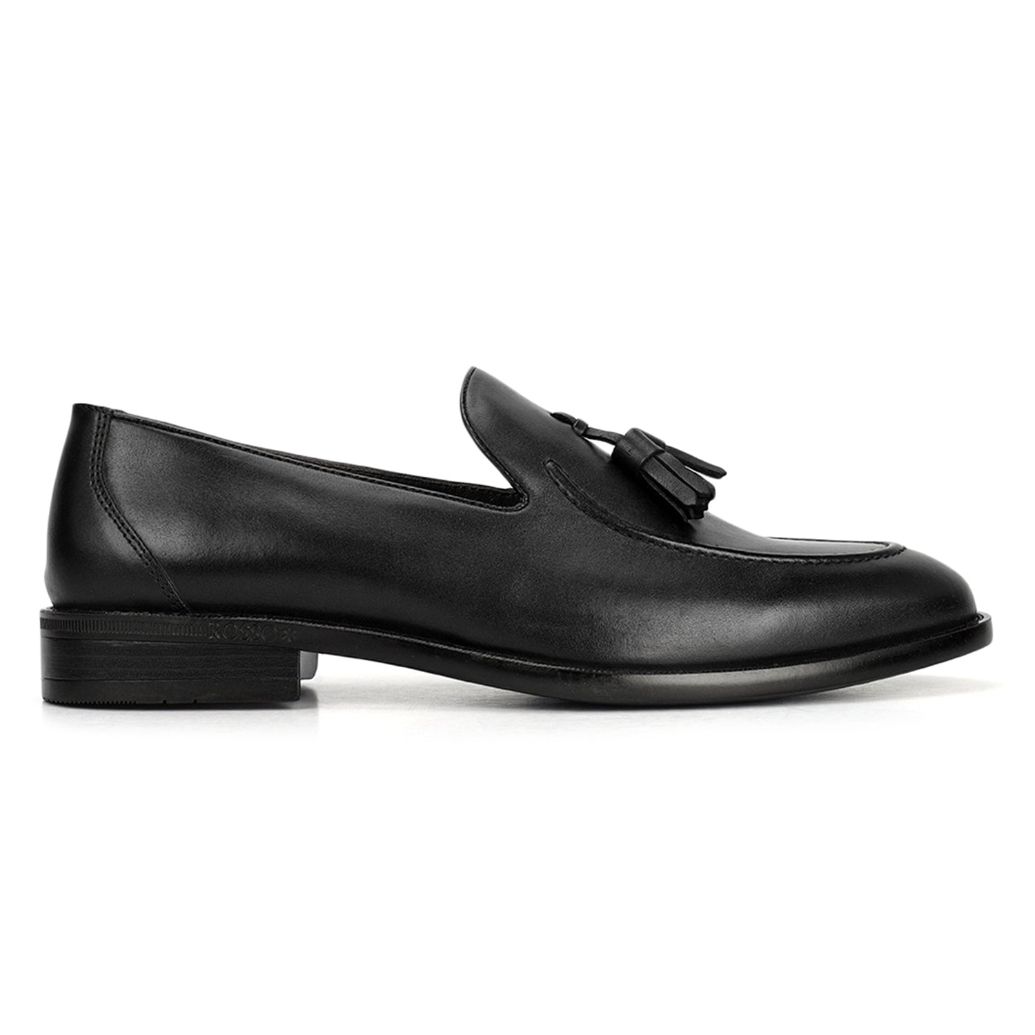 Cobbler India Black Leather Loafers With Tassels