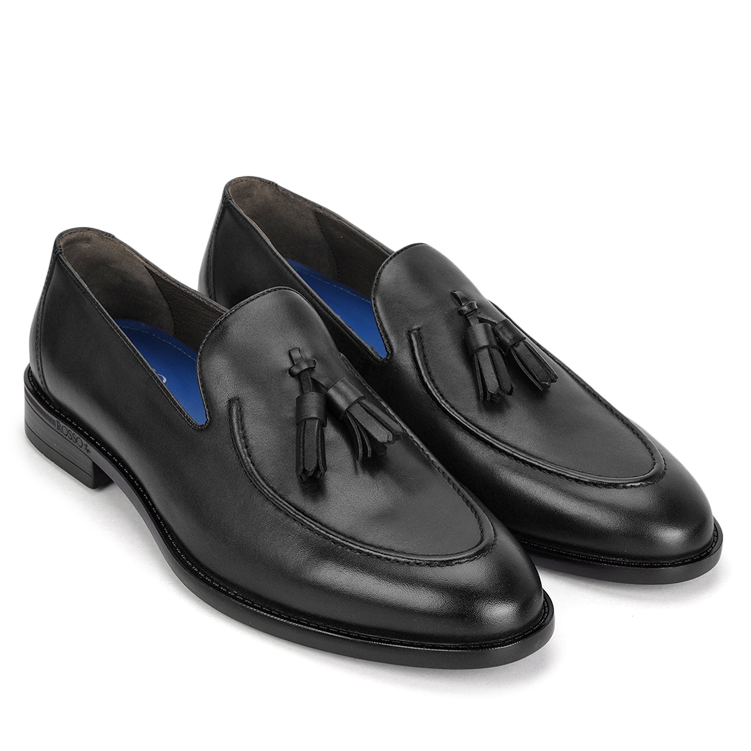 Cobbler India Black Leather Loafers With Tassels