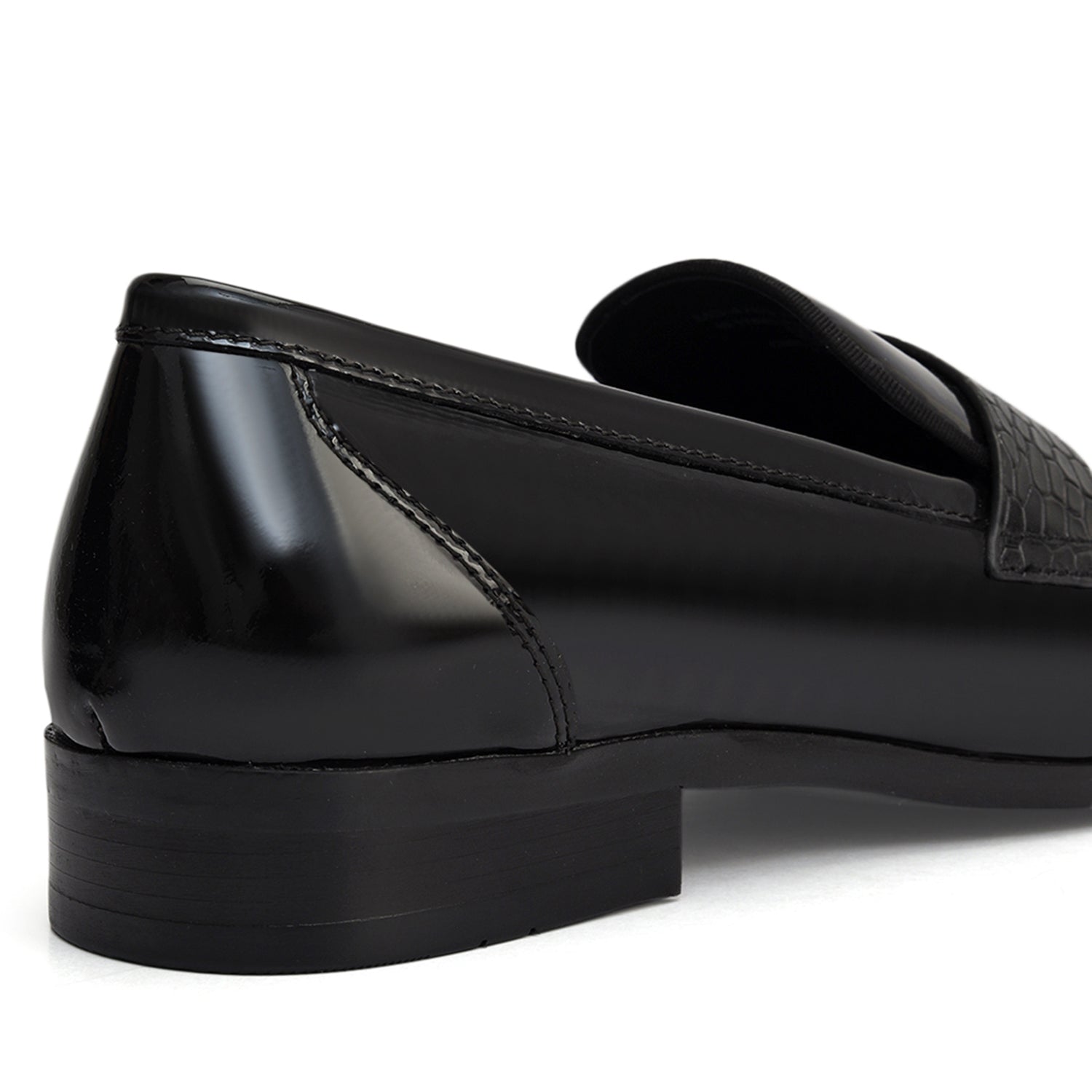 Cobbler India Black Croco Trim Loafers