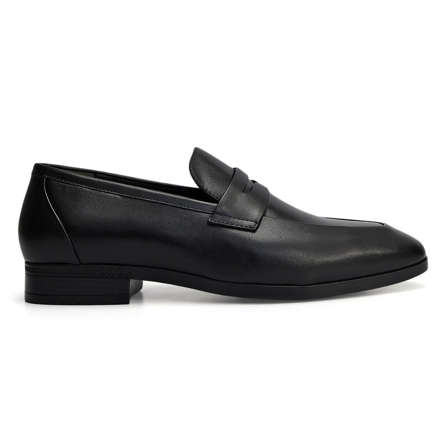 Cobbler India Black Leather Loafers With Panel