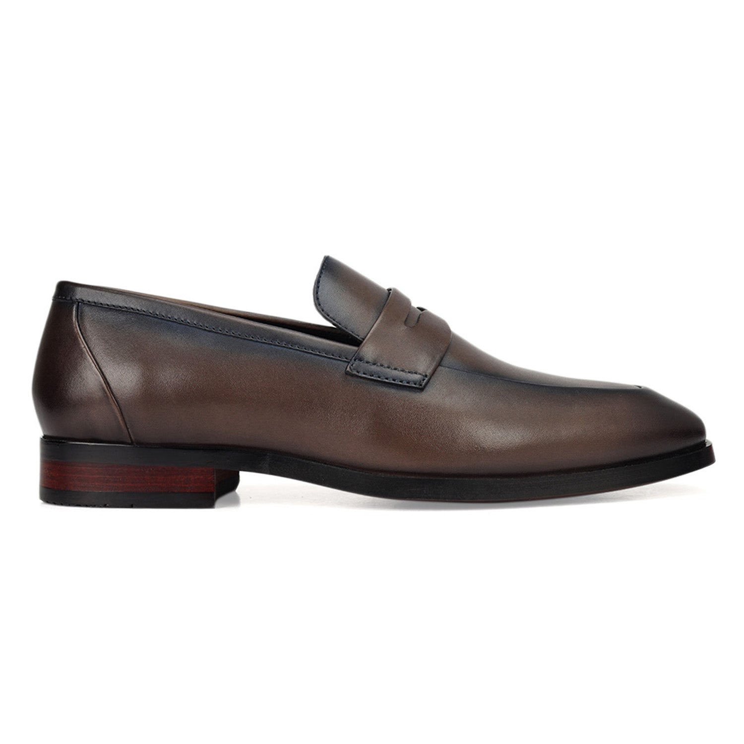 Cobbler India Grey Leather Loafers With Panel