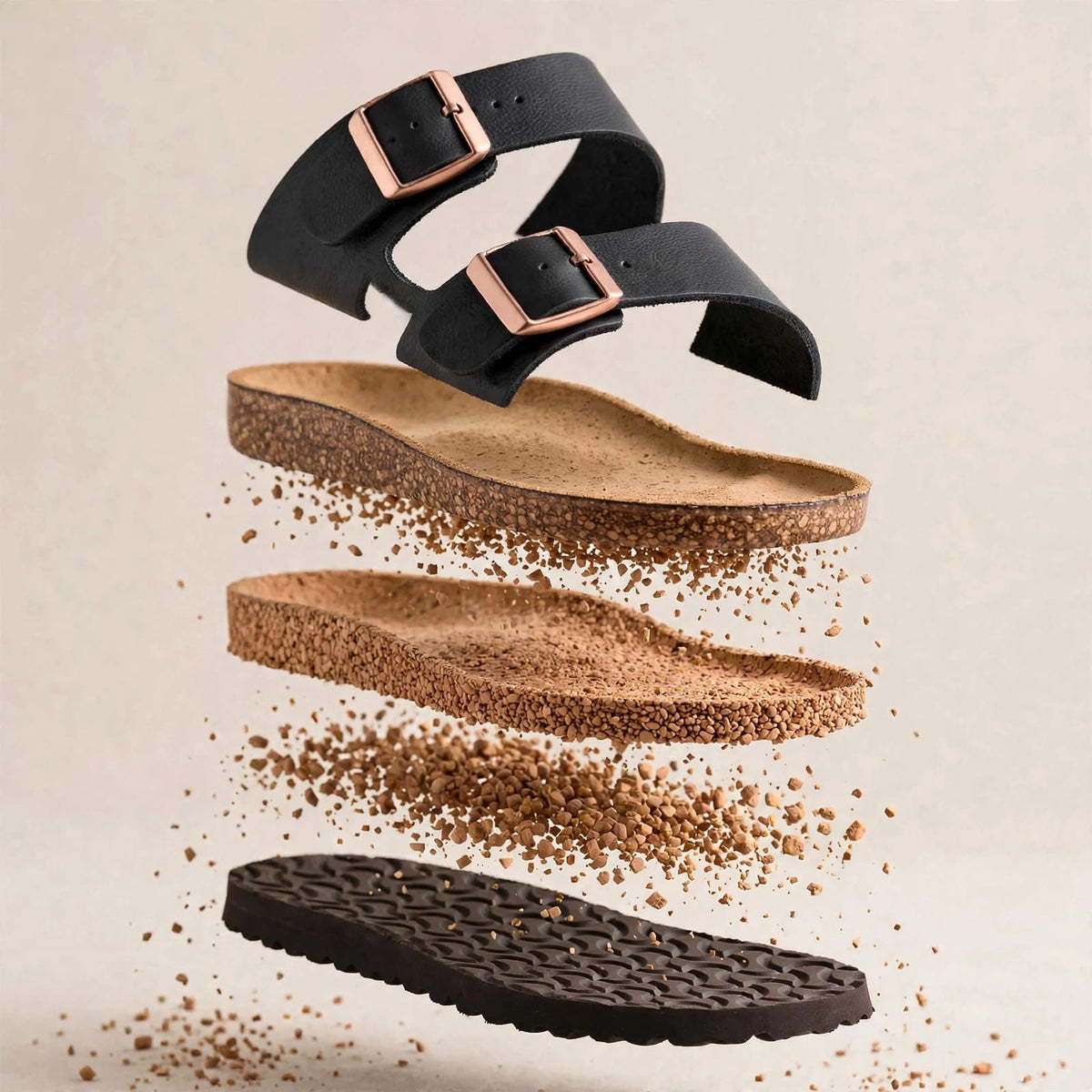 Premium Two-Strap Cork Footbed Slip-On Sandals