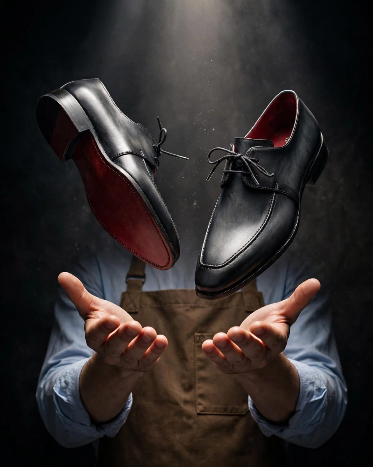 The House Of Cobbler Gray & Black Apron Derby Shoes For Men