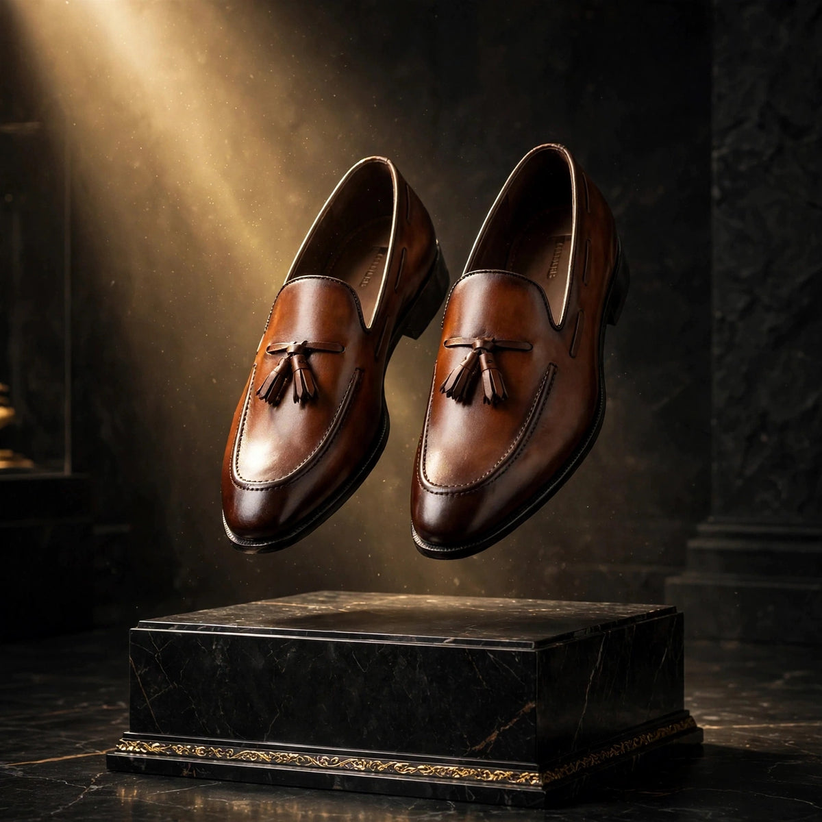 The House Of Cobbler Hand-Painted Brown Tassel Loafers for Men – Premium Dress Shoes