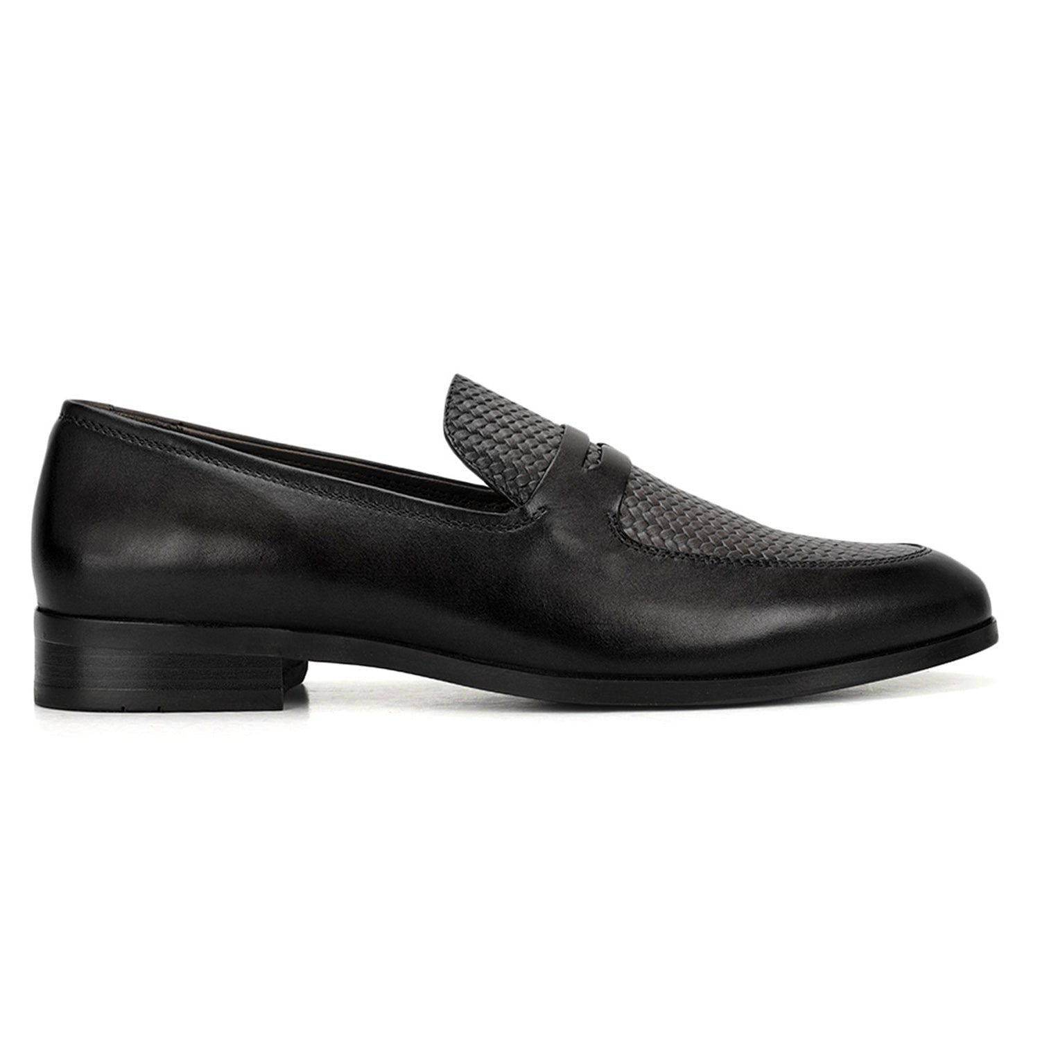 Cobbler India Black Matte Textured Leather Loafers