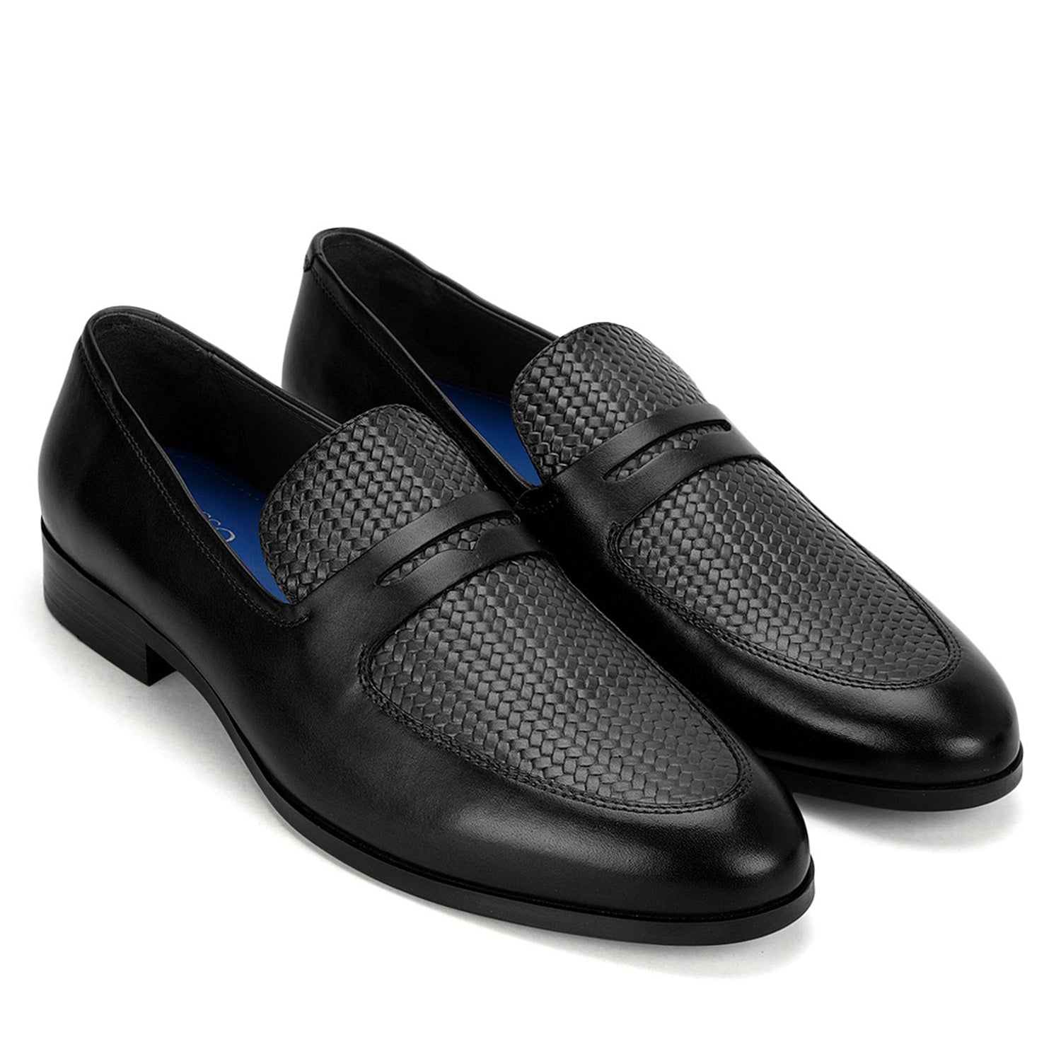 Cobbler India Black Matte Textured Leather Loafers