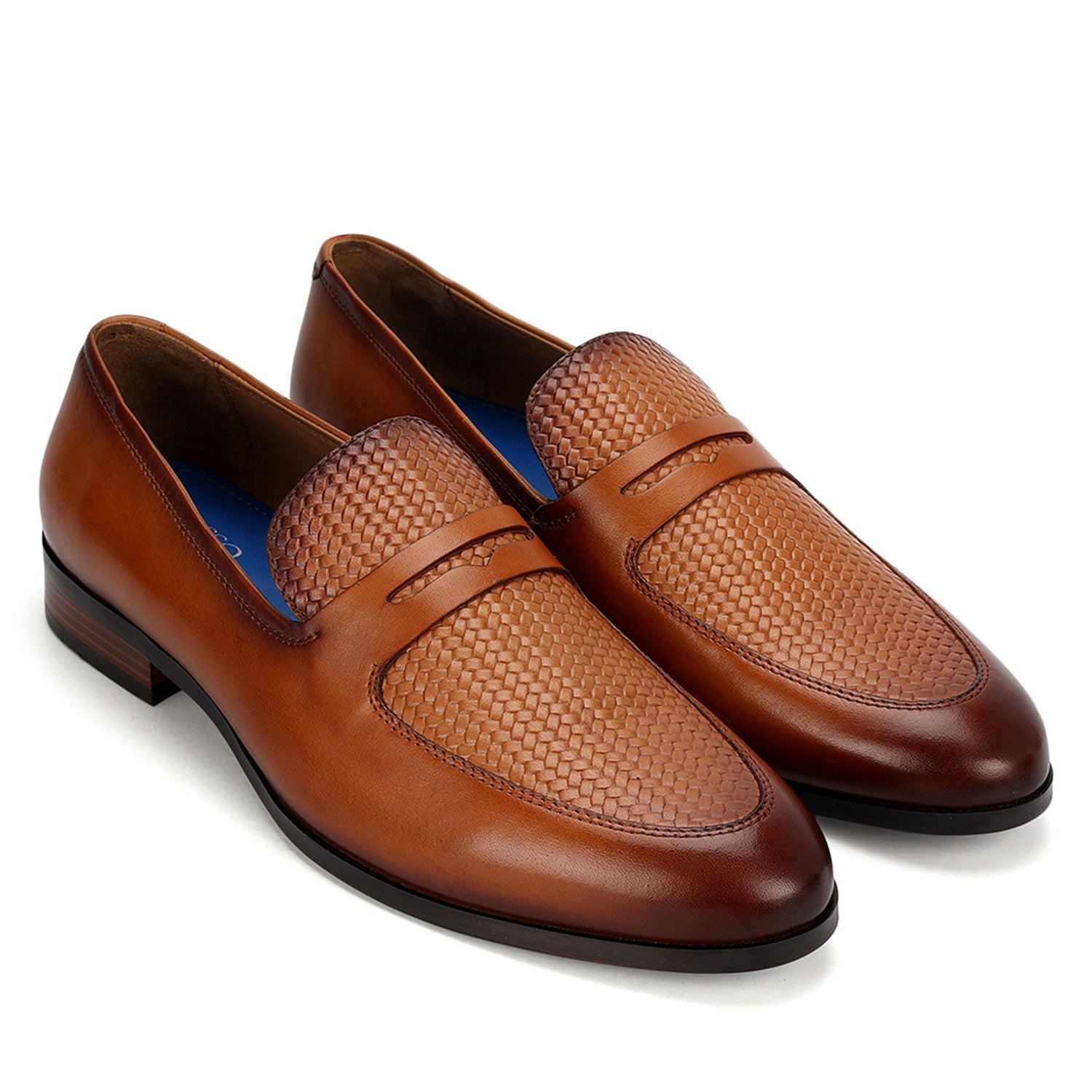 Cobbler India Tan Matte Textured Leather Loafers