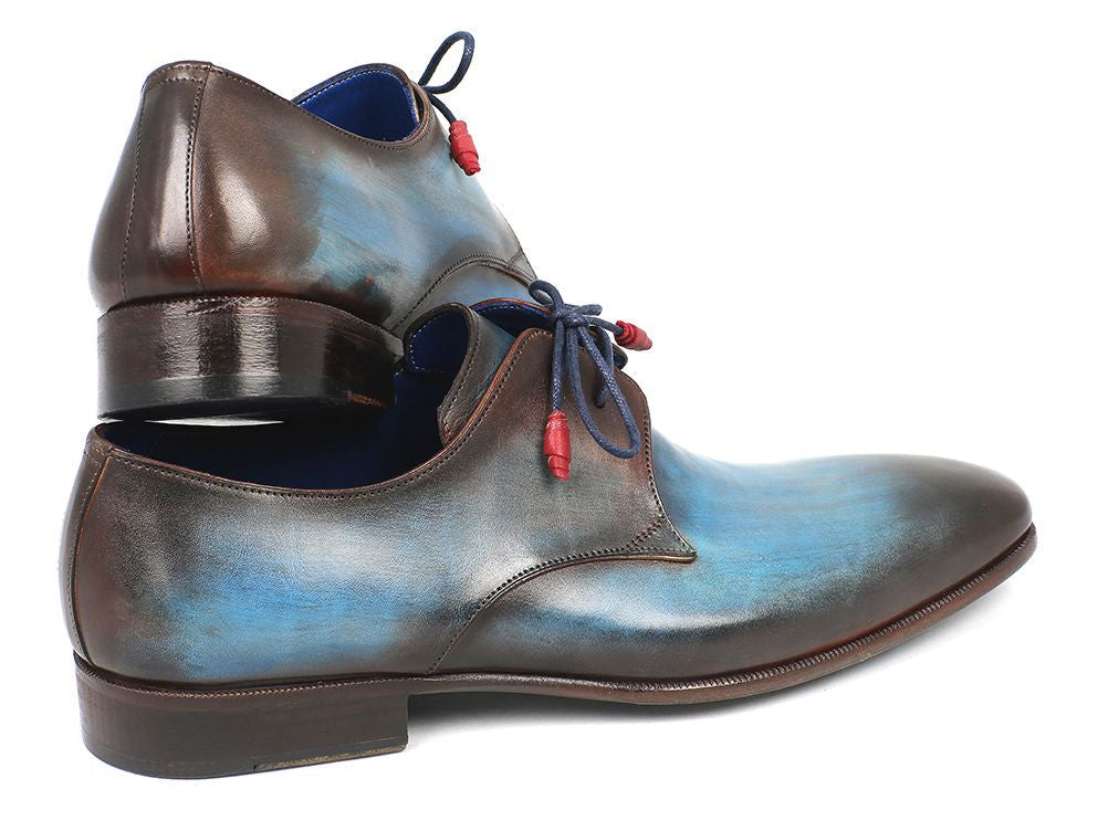 Cobbler India Blue & Brown Hand-Painted Derby Shoes