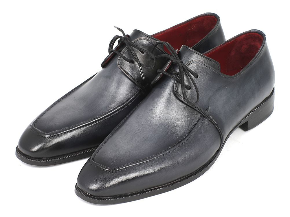 Cobbler India Gray & Black Apron Derby Shoes For Men