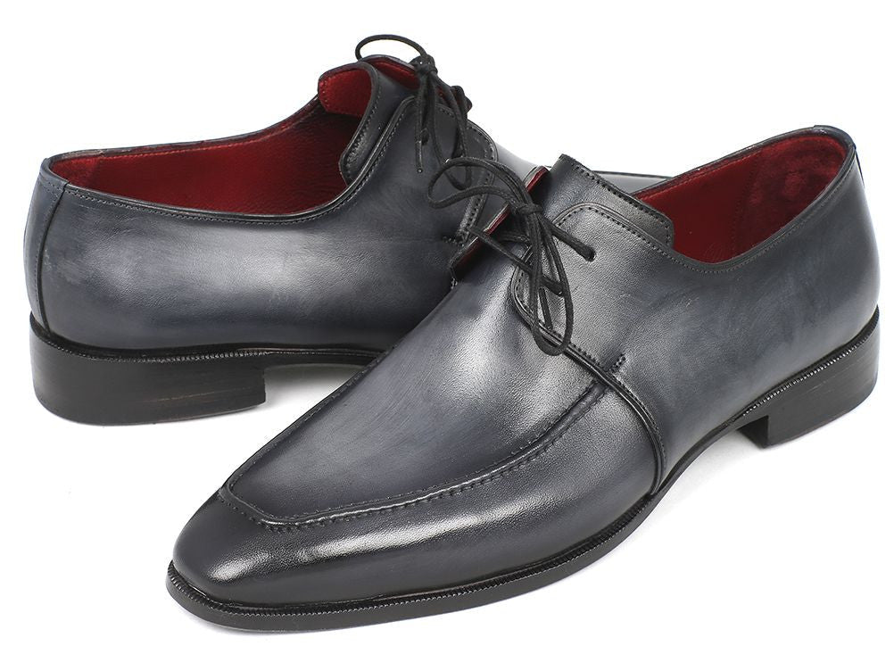 Cobbler India Gray & Black Apron Derby Shoes For Men