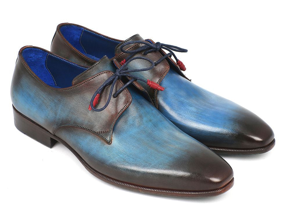 Cobbler India Blue & Brown Hand-Painted Derby Shoes