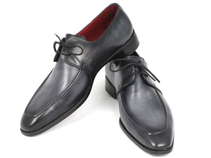 Cobbler India Gray & Black Apron Derby Shoes For Men