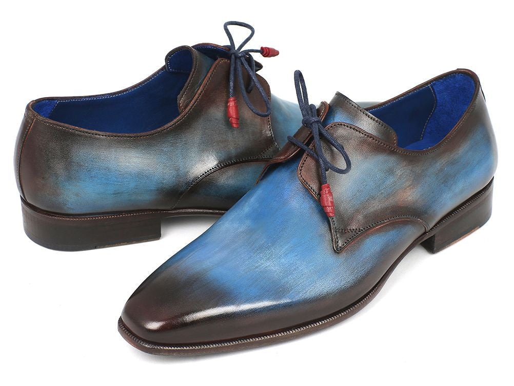 Cobbler India Blue & Brown Hand-Painted Derby Shoes