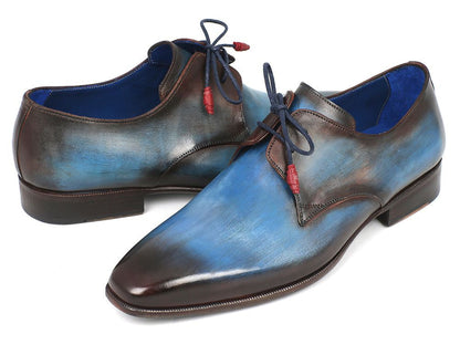 Cobbler India Blue & Brown Hand-Painted Derby Shoes