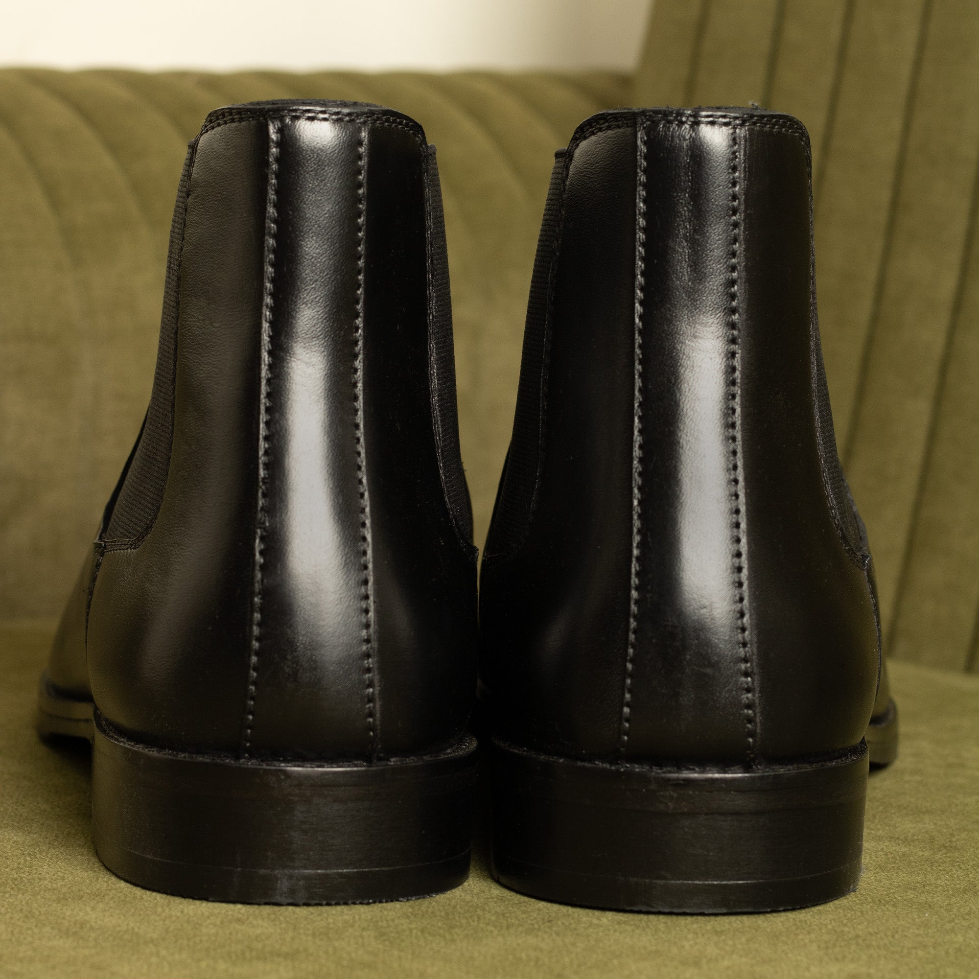 Cobbler India Black Leather Square Toe Chelsea Boots for Men – Slip-On Comfort