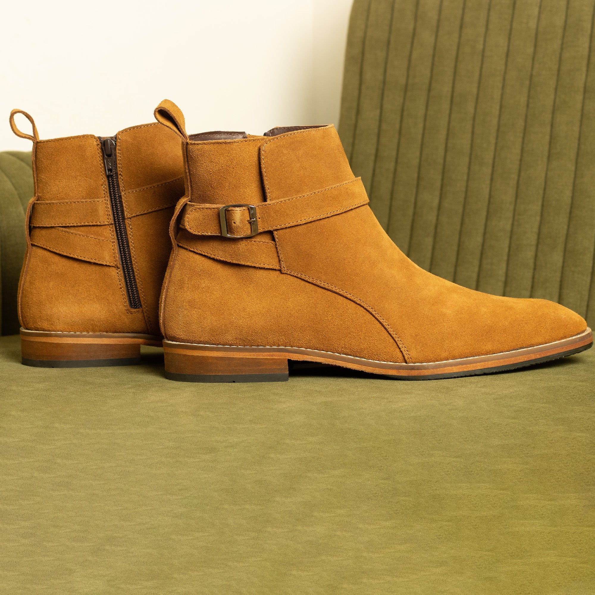 Cobbler India Alon Jodhpur Boots – Handcrafted Tan Suede Leather Boots for Men