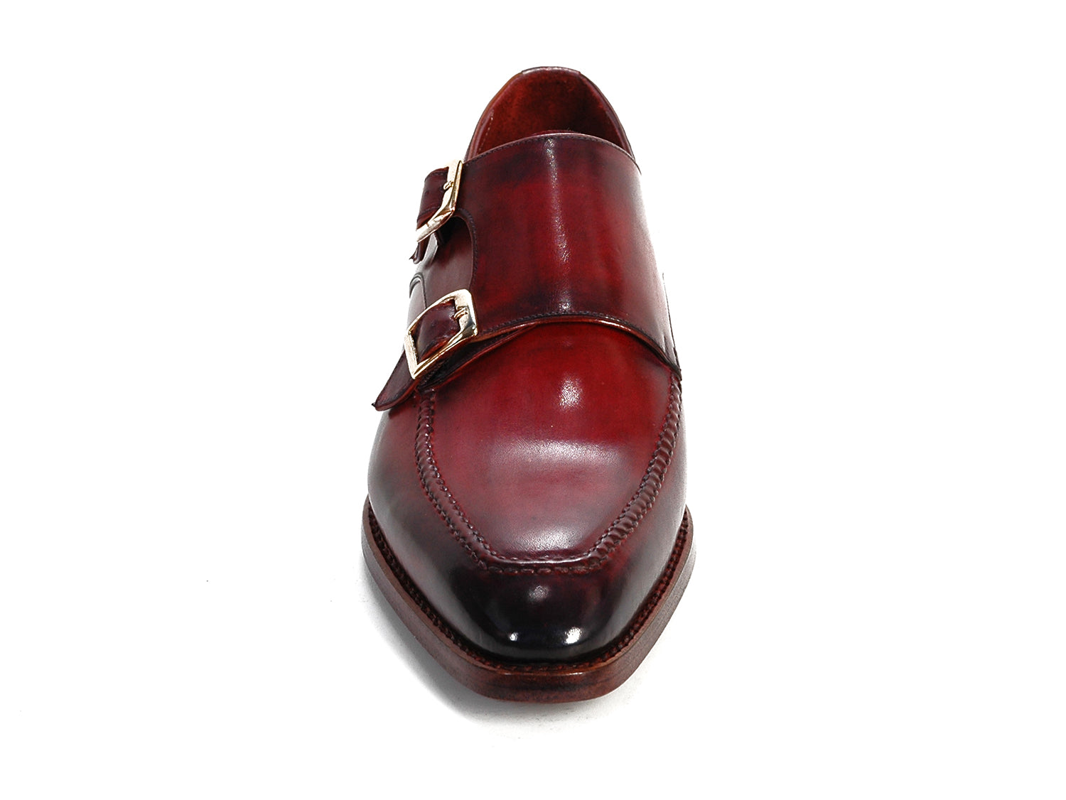 Cobbler India Men's Double Monkstrap Shoes Black & Bordeaux