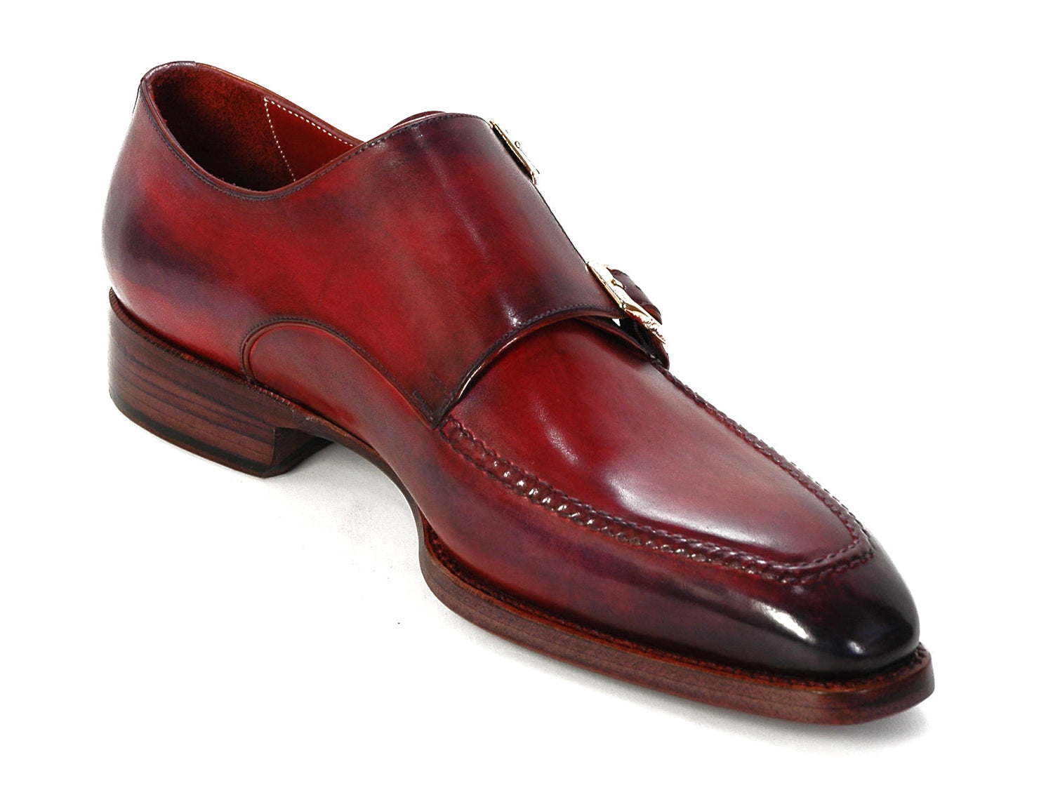 Cobbler India Men's Double Monkstrap Shoes Black & Bordeaux