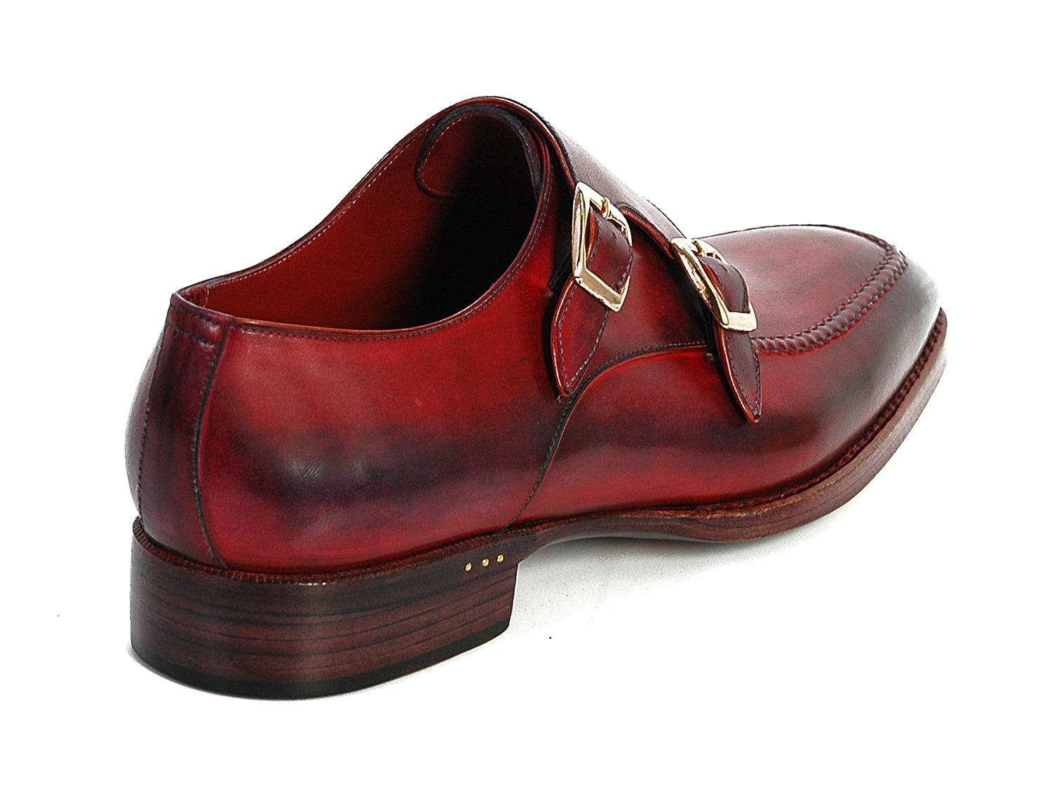 Cobbler India Men's Double Monkstrap Shoes Black & Bordeaux