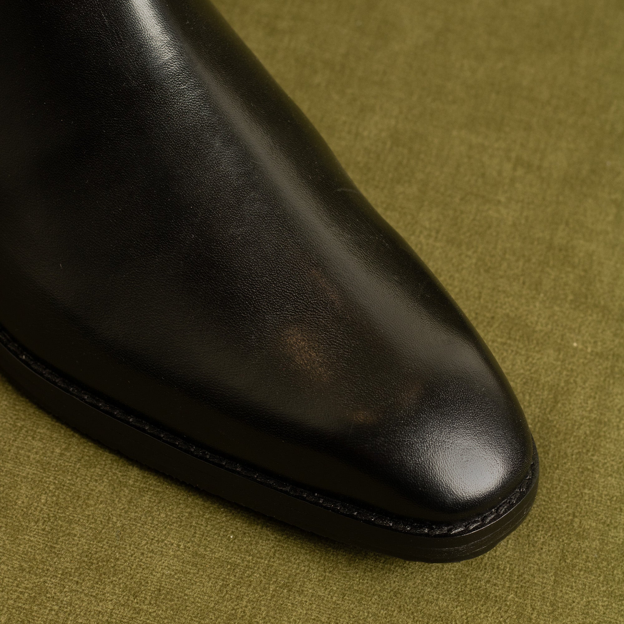 Cobbler India Black Leather Square Toe Chelsea Boots for Men – Slip-On Comfort