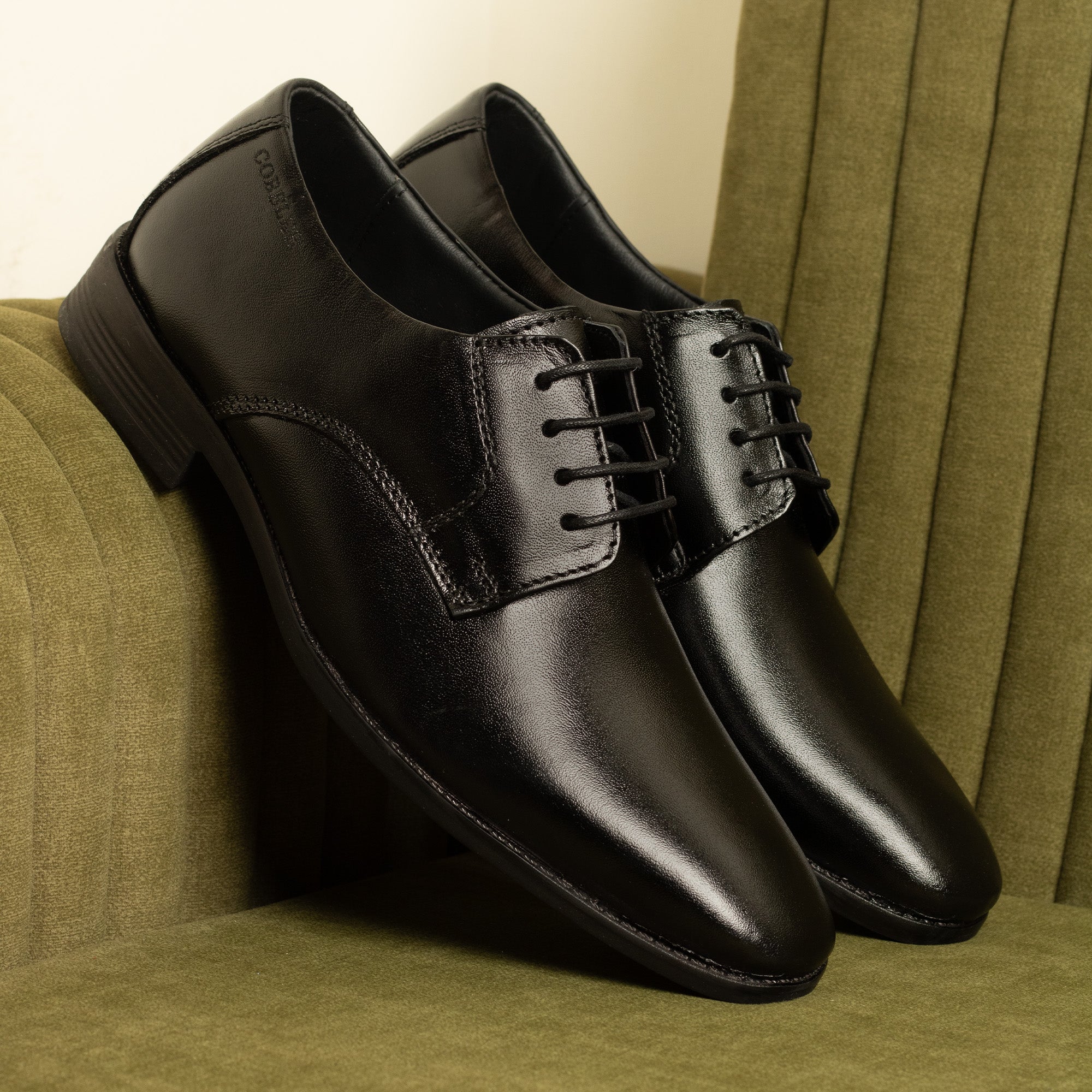 Cobbler India Men’s Black Leather Derby Shoes – Classic, Stylish & Comfortable