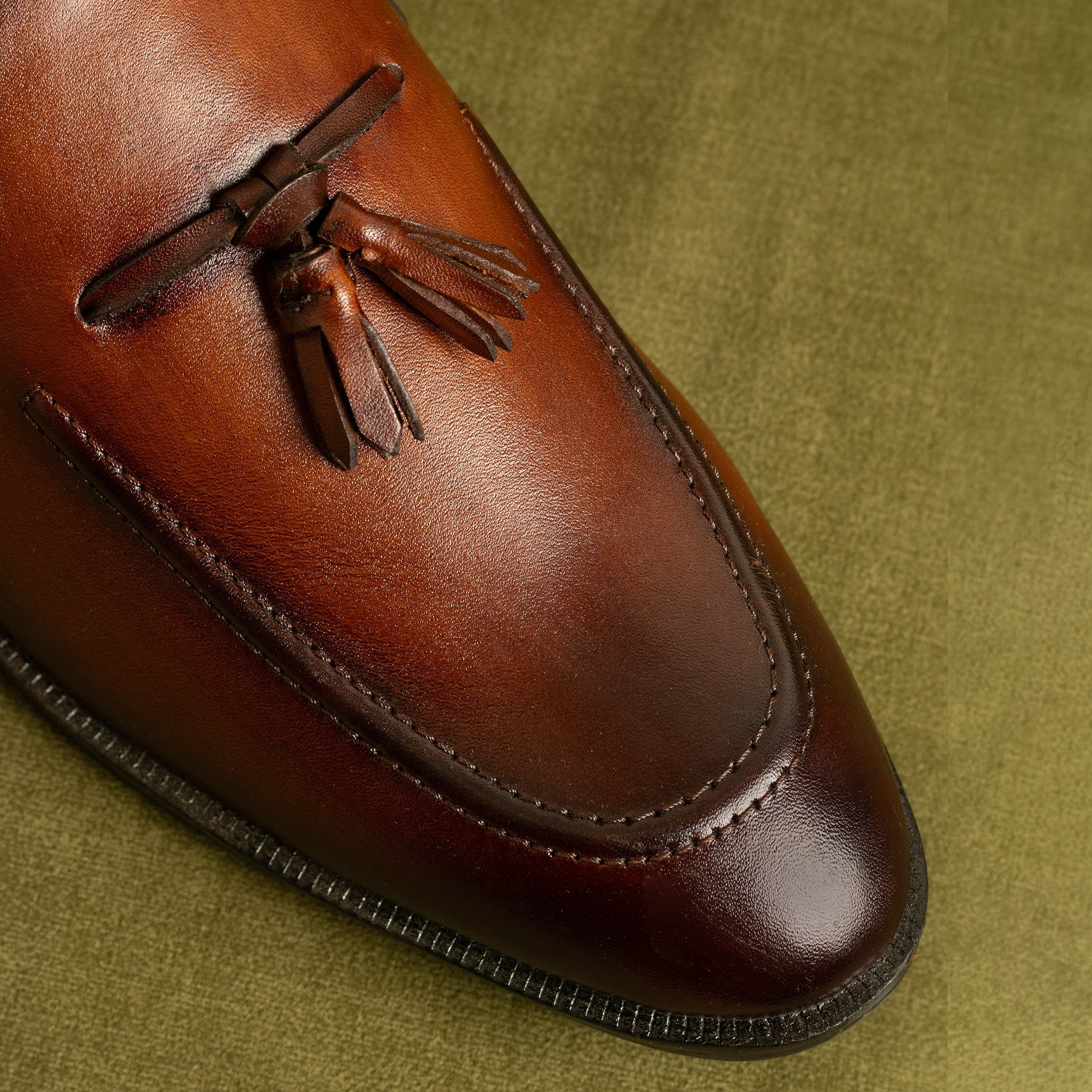 Cobbler India Hand-Painted Brown Tassel Loafers for Men – Premium Dress Shoes