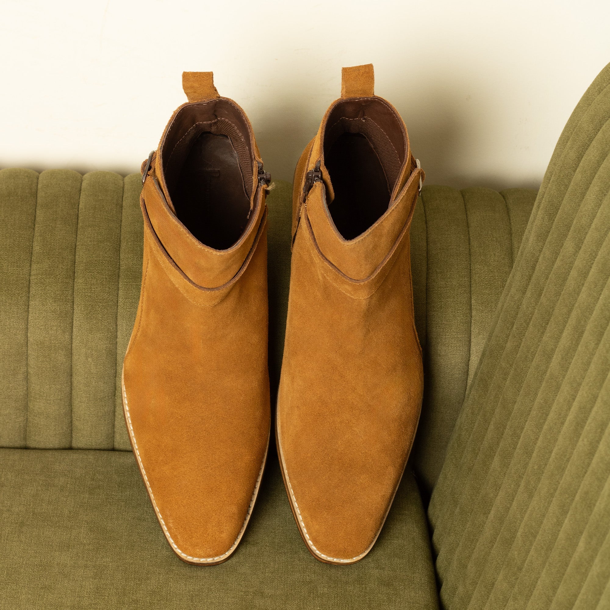 Cobbler India Alon Jodhpur Boots – Handcrafted Tan Suede Leather Boots for Men
