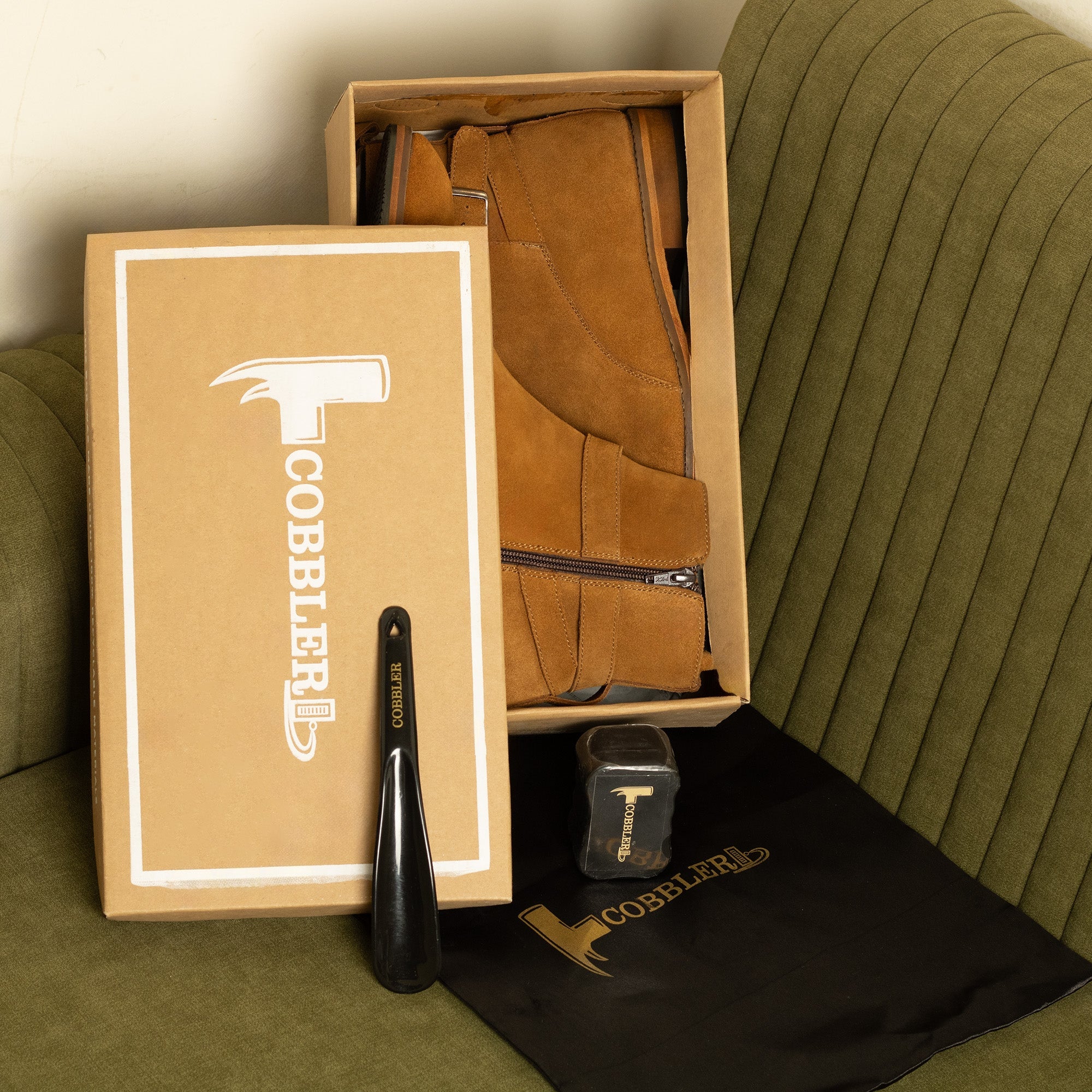 Cobbler India Alon Jodhpur Boots – Handcrafted Tan Suede Leather Boots for Men