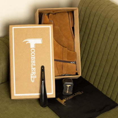 Cobbler India Alon Jodhpur Boots – Handcrafted Tan Suede Leather Boots for Men