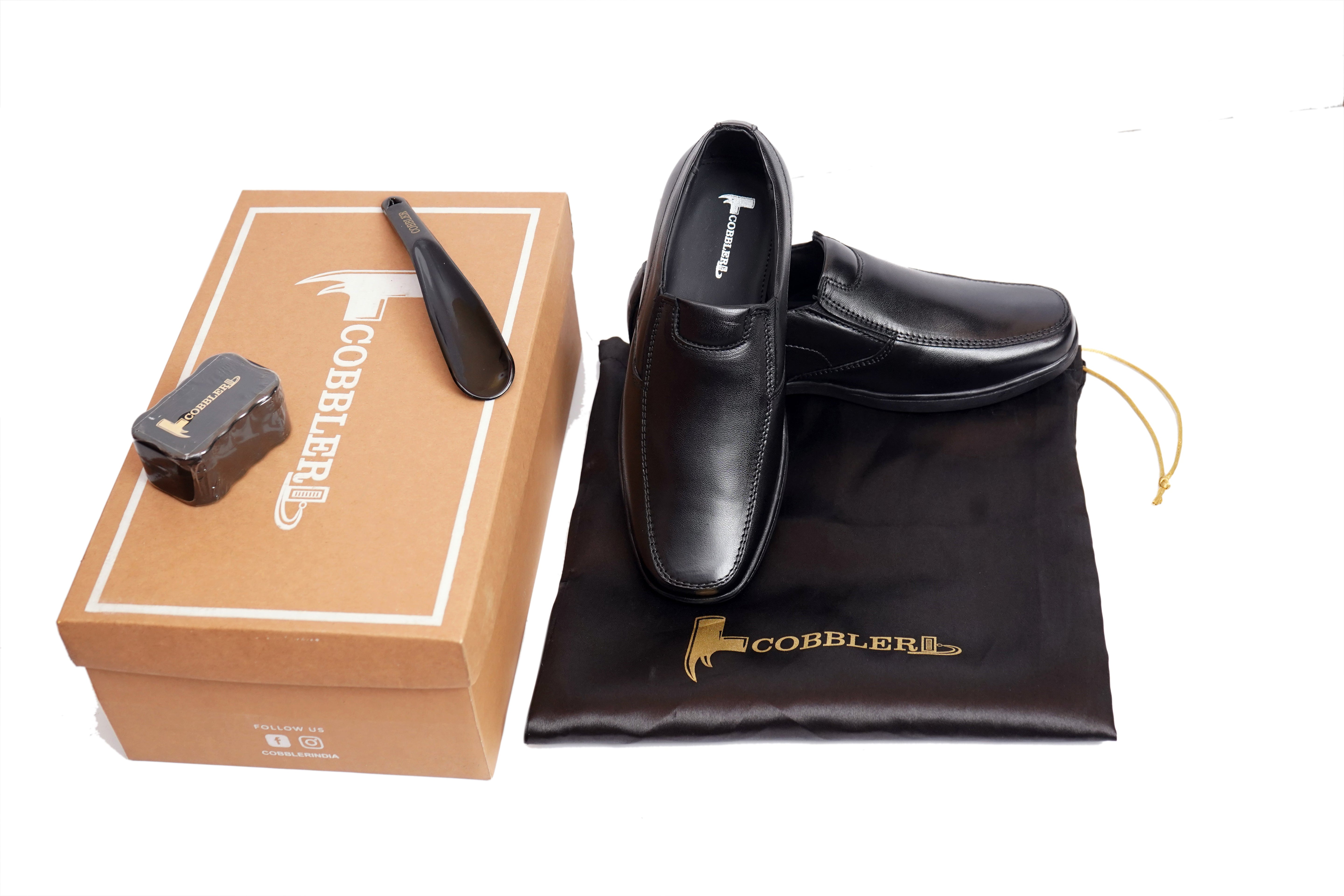 Cobbler India Black Formal Shoes for Men – Premium Wedding & Office Footwear