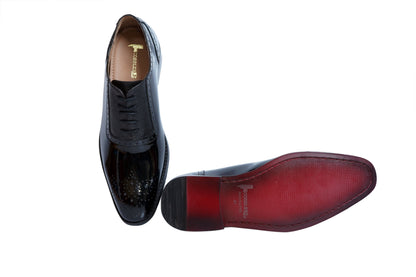 Cobbler India Men’s Black Patent Oxfords – Luxury Brogues for Formal Wear
