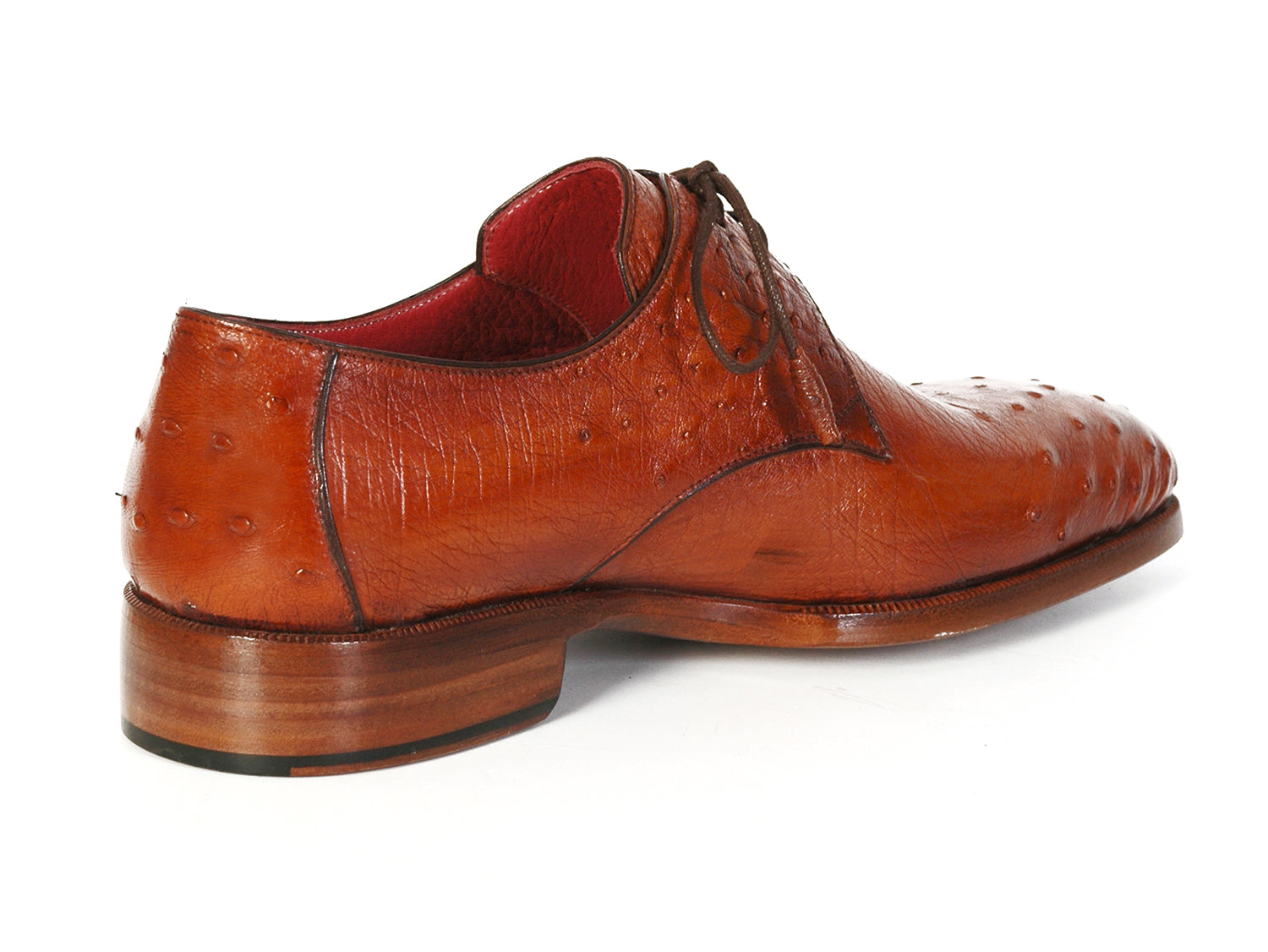 Cobbler India Men's Tobacco Color Genuine Ostrich Leather Upper Derby Shoes