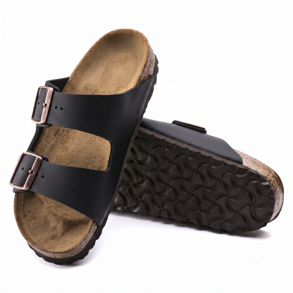 Premium Two-Strap Cork Footbed Slip-On Sandals