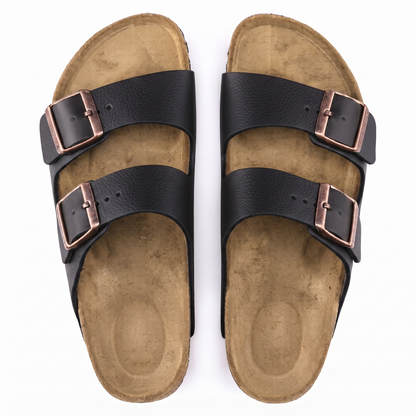 Premium Two-Strap Cork Footbed Slip-On Sandals