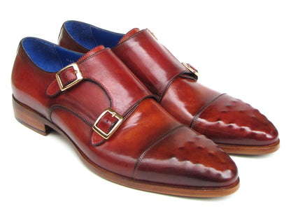 Cobbler India Men's Studded Cap Toe Monkstraps Burgundy