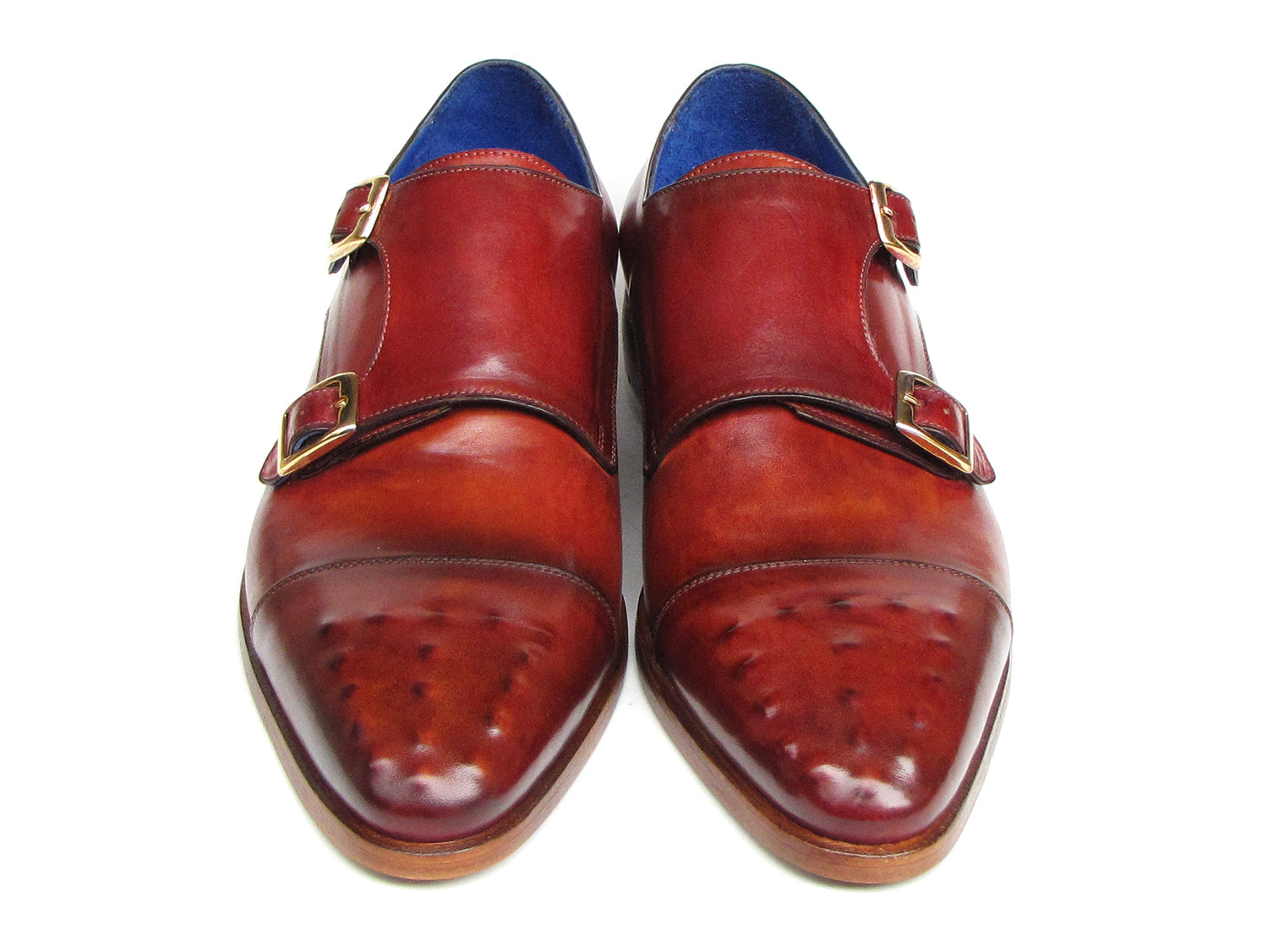 Cobbler India Men's Studded Cap Toe Monkstraps Burgundy