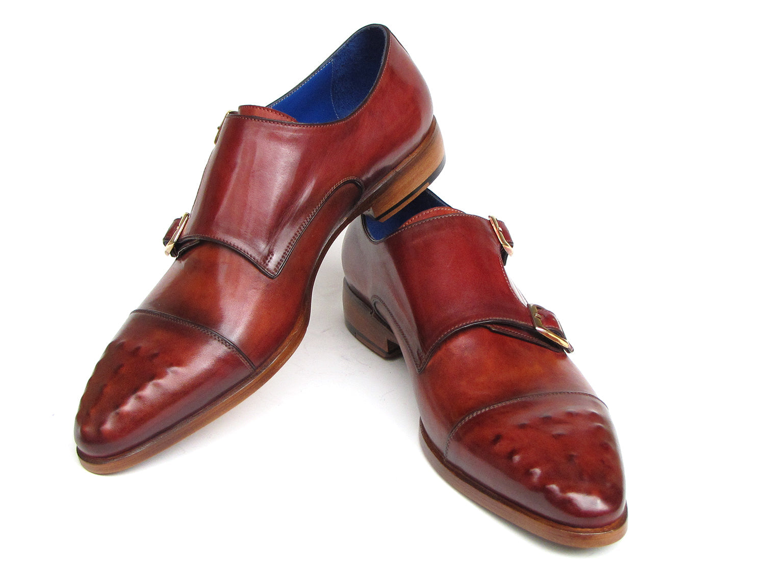 Cobbler India Men's Studded Cap Toe Monkstraps Burgundy