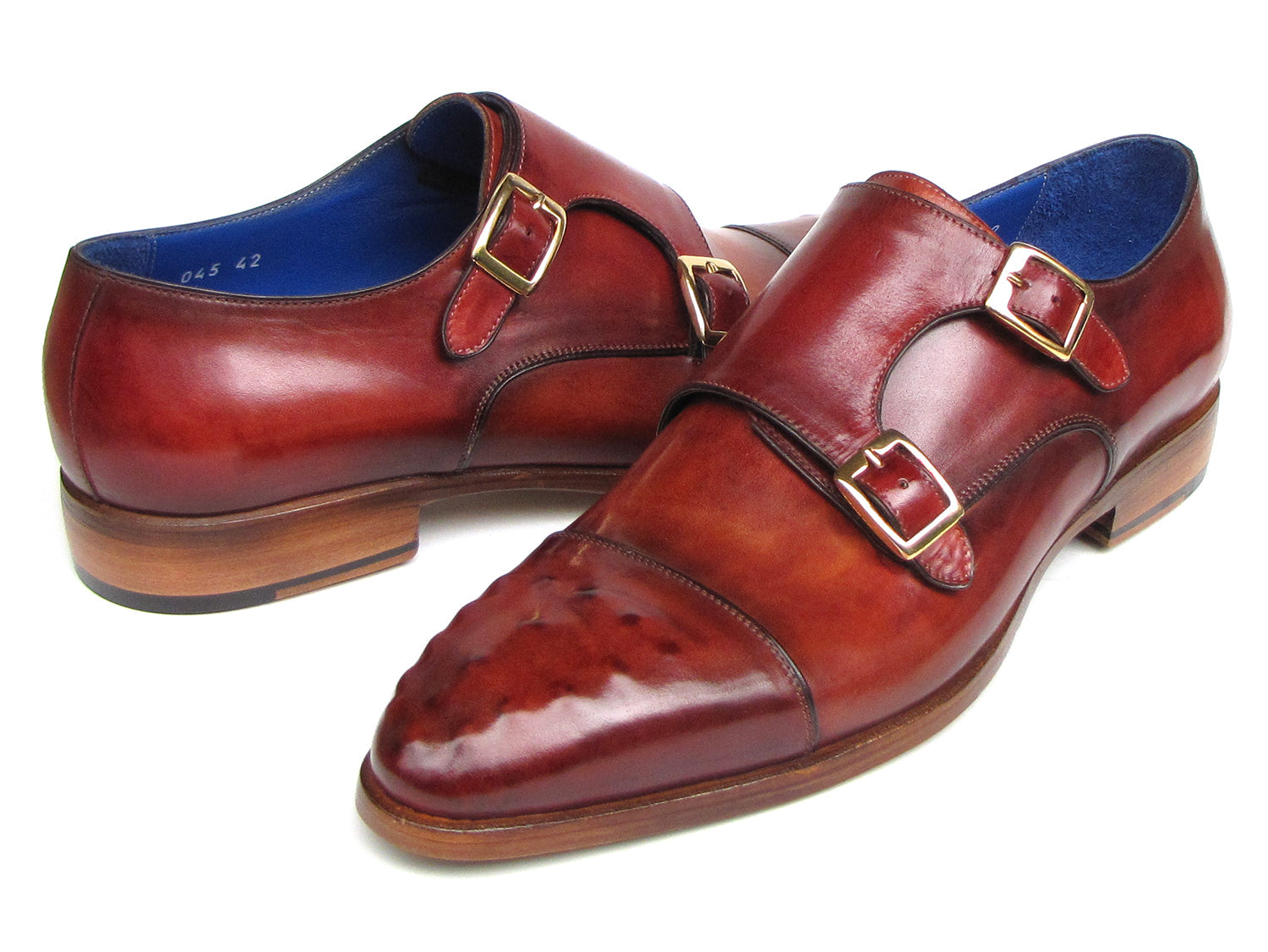 Cobbler India Men's Studded Cap Toe Monkstraps Burgundy