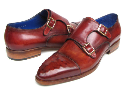 Cobbler India Men's Studded Cap Toe Monkstraps Burgundy