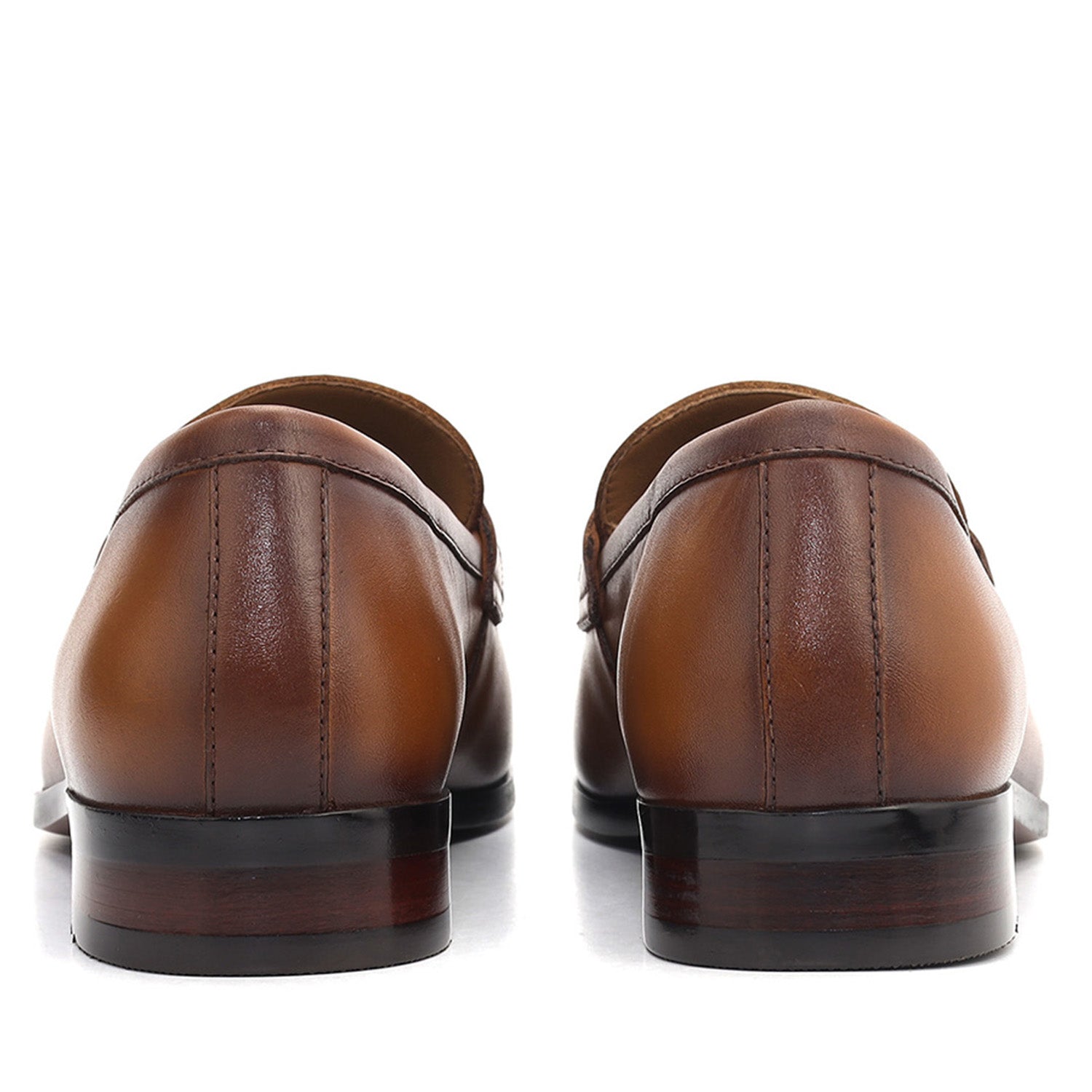 Cobbler India Tan Leather Loafers With Top Panel