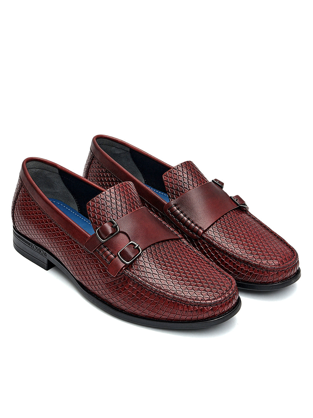 Cobbler India Burgundy Dual-Buckle Loafers