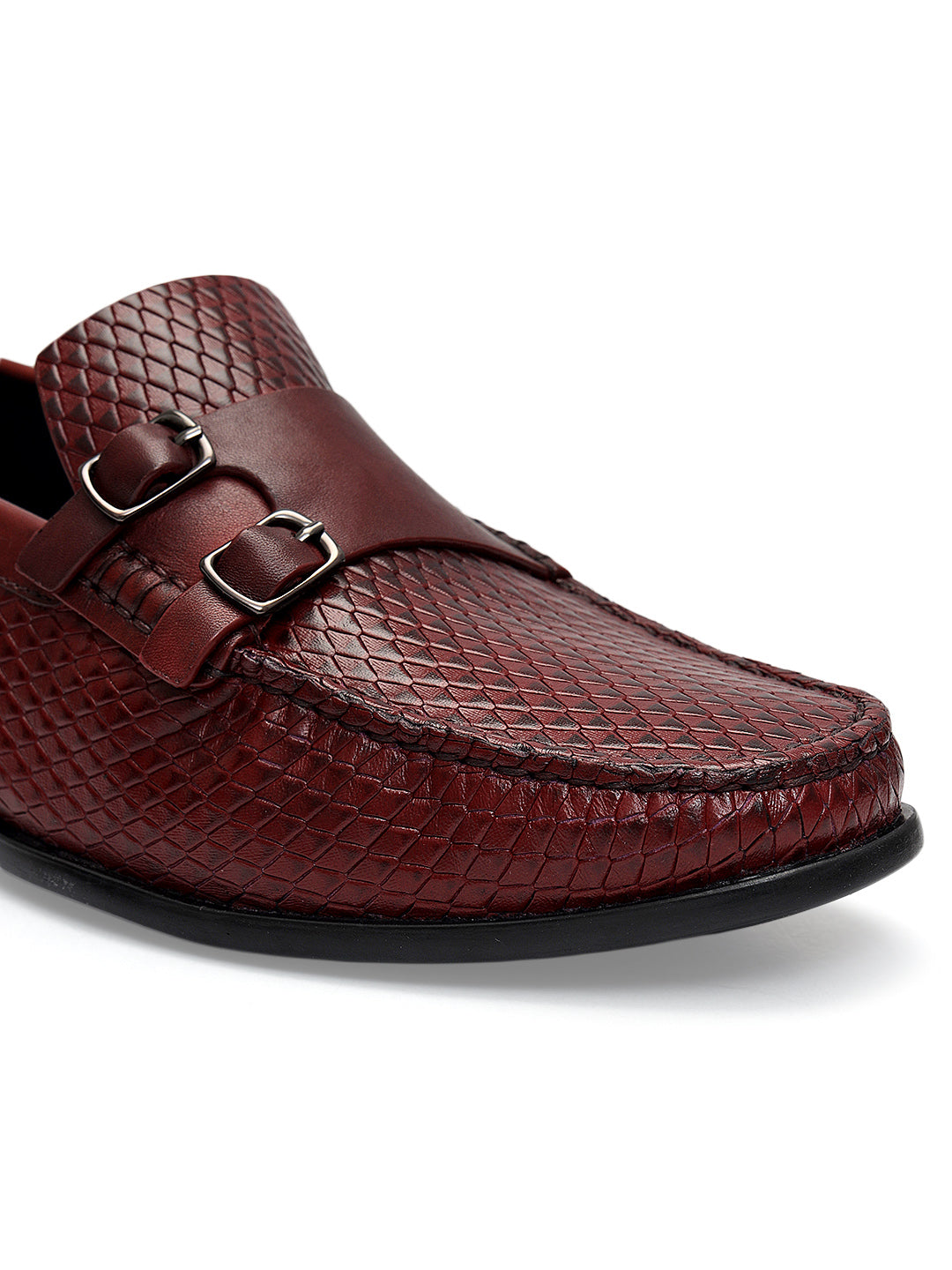 Cobbler India Burgundy Dual-Buckle Loafers