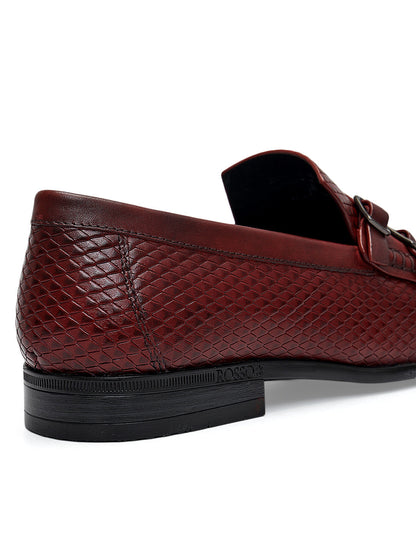 Cobbler India Burgundy Dual-Buckle Loafers