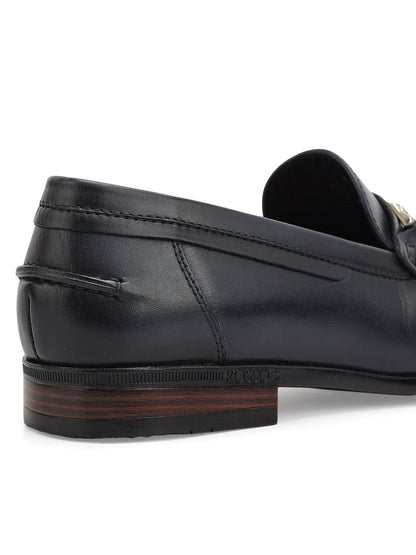 Cobbler India Blue Leather Loafers With Panel On Top