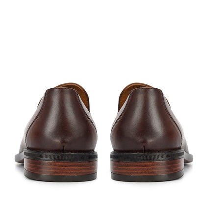 Cobbler India Brown Leather Loafers With Tassels