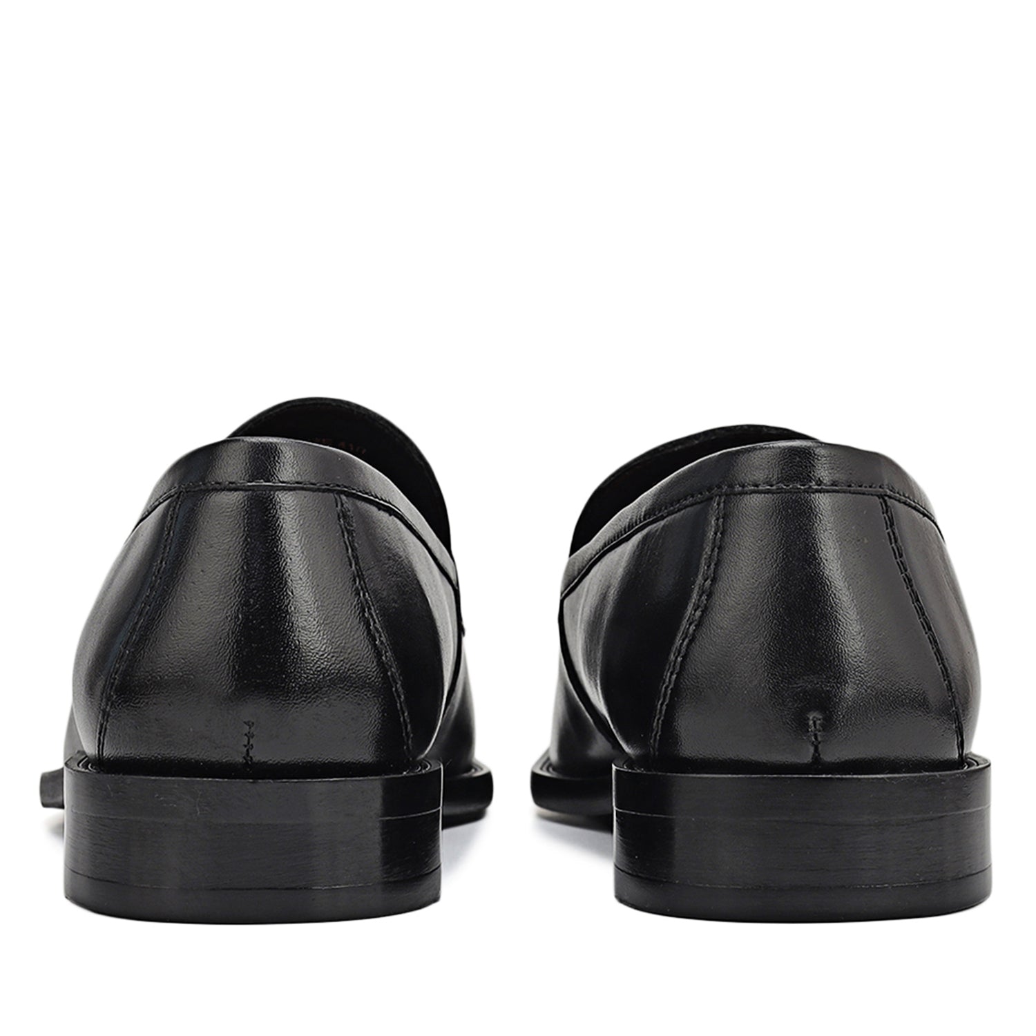 Cobbler India Black Croco Textured Loafers With Tassels