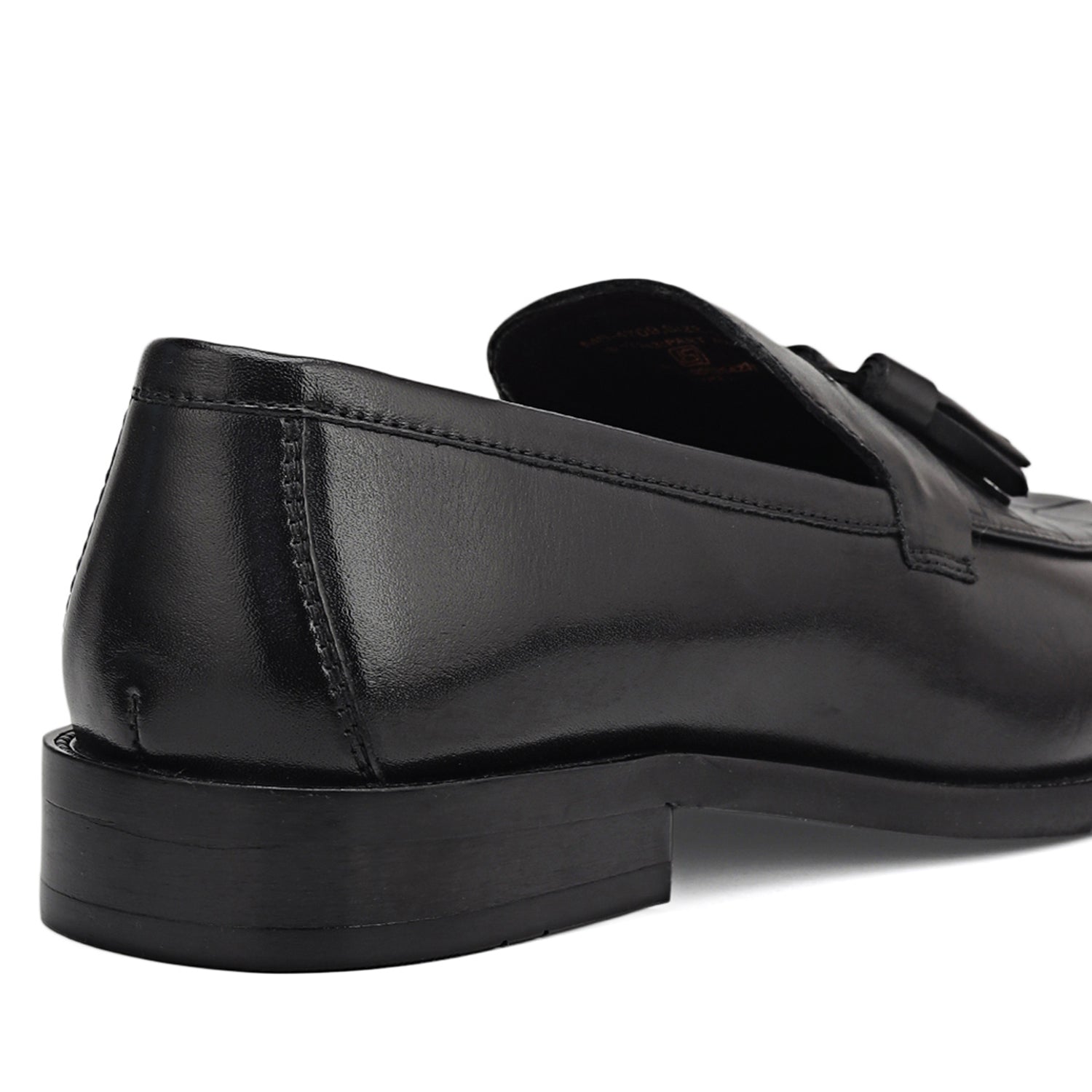 Cobbler India Black Croco Textured Loafers With Tassels